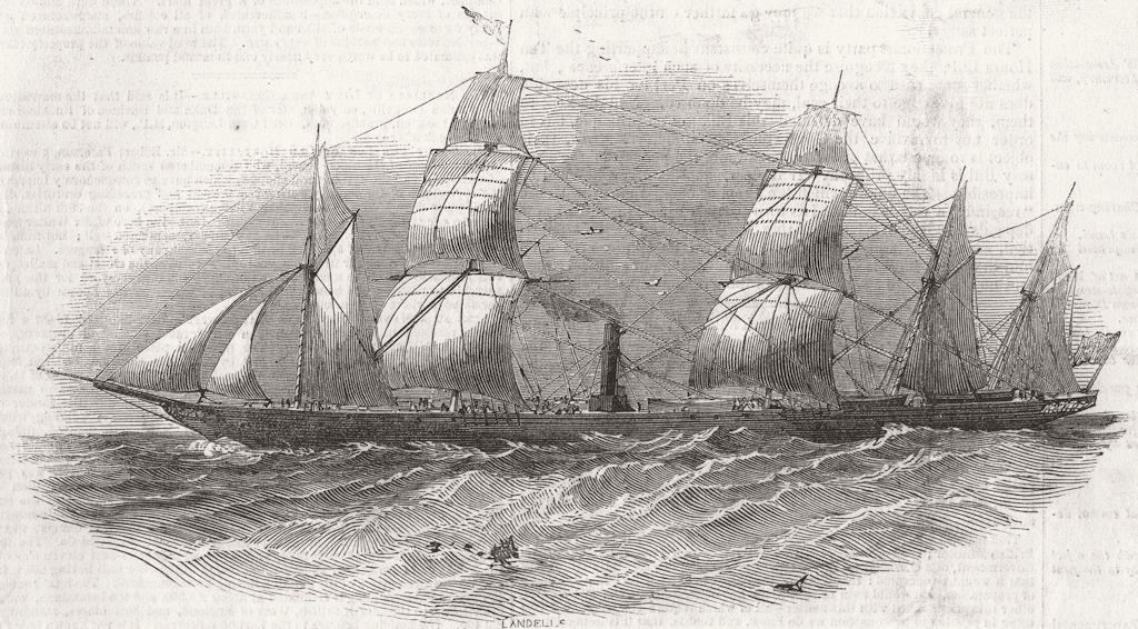 SHIPS. Gt Britain Ship, newly rigged 1846 old antique vintage print picture