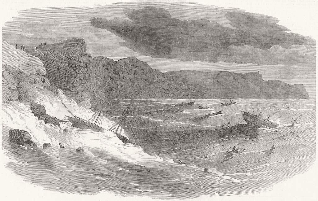 BALAKLAVA. Storm in Bay. Medora, Vulcan Mercia 1854 old antique print picture