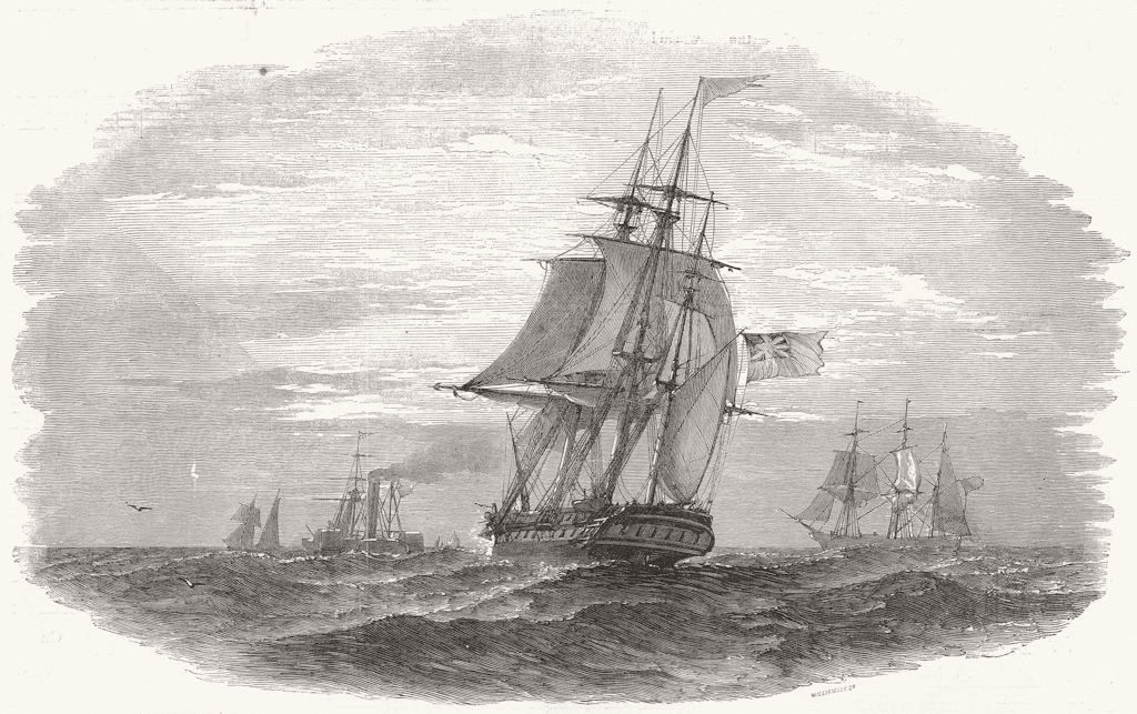 SHIPS. [Caption missing] 1854 old antique vintage print picture