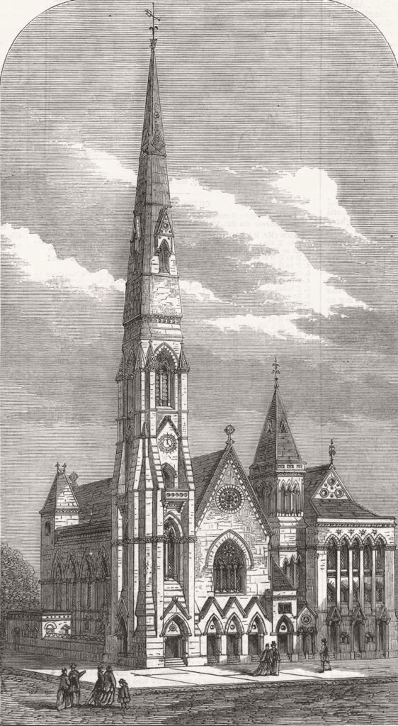 HACKNEY. Int'l Memorial Church & lecture-room, West  1870 old antique print