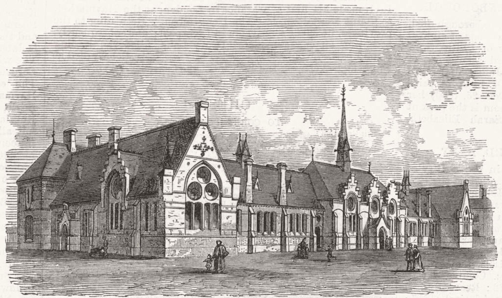 YORKS. St Hilda's school, Middlesbrough  1870 old antique print picture