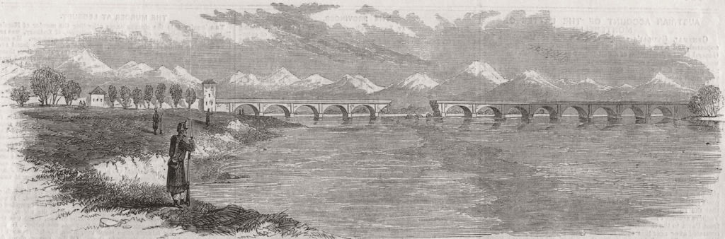 BRIDGES. Bridge, Vercelli blown up, Austrians, retreat 1859 old antique print