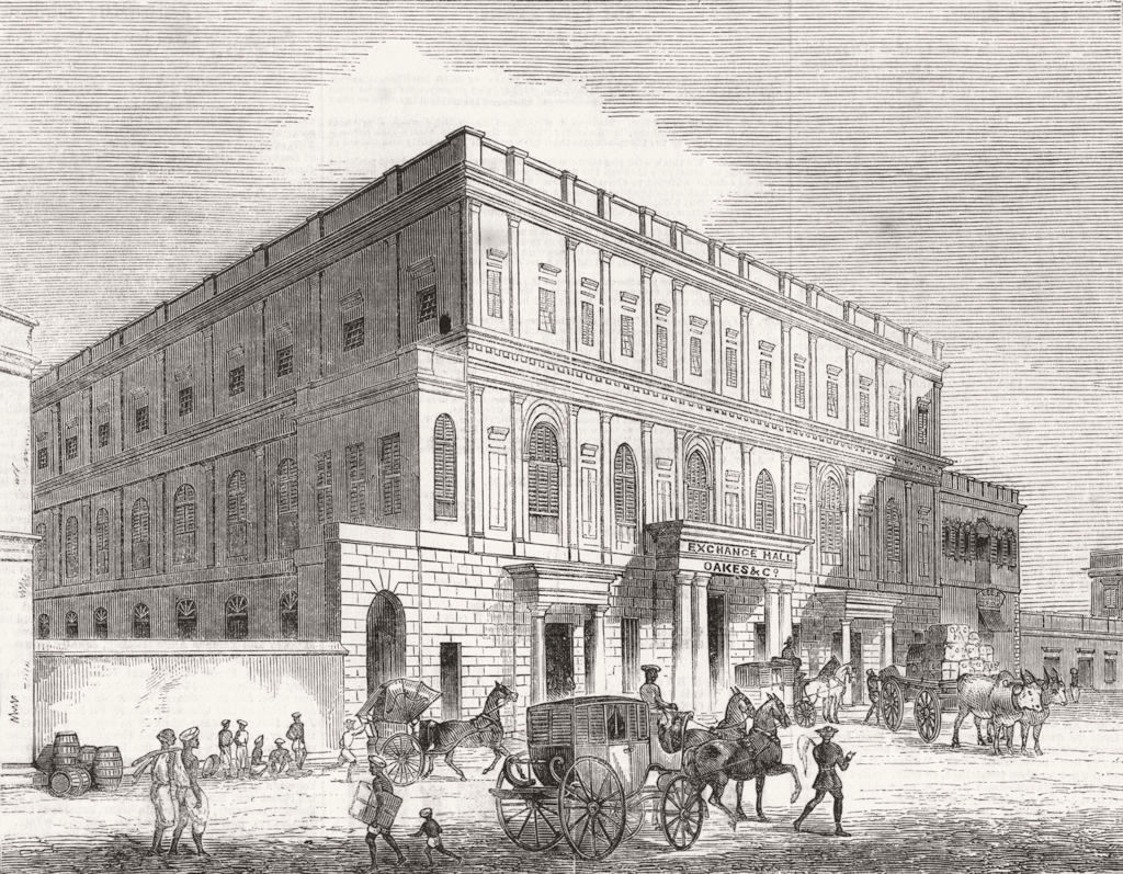 INDIA. Exchange Hall, Chennai 1859 old antique vintage print picture