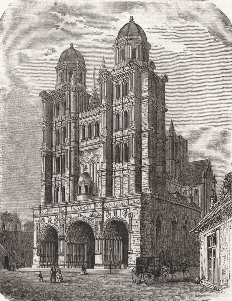 FRANCE. St Michael's Church, at Dijon 1859 old antique vintage print picture