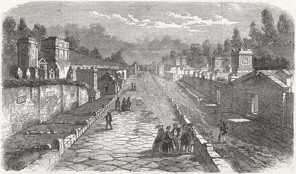 ITALY. Street in Pompeii 1859 old antique vintage print picture