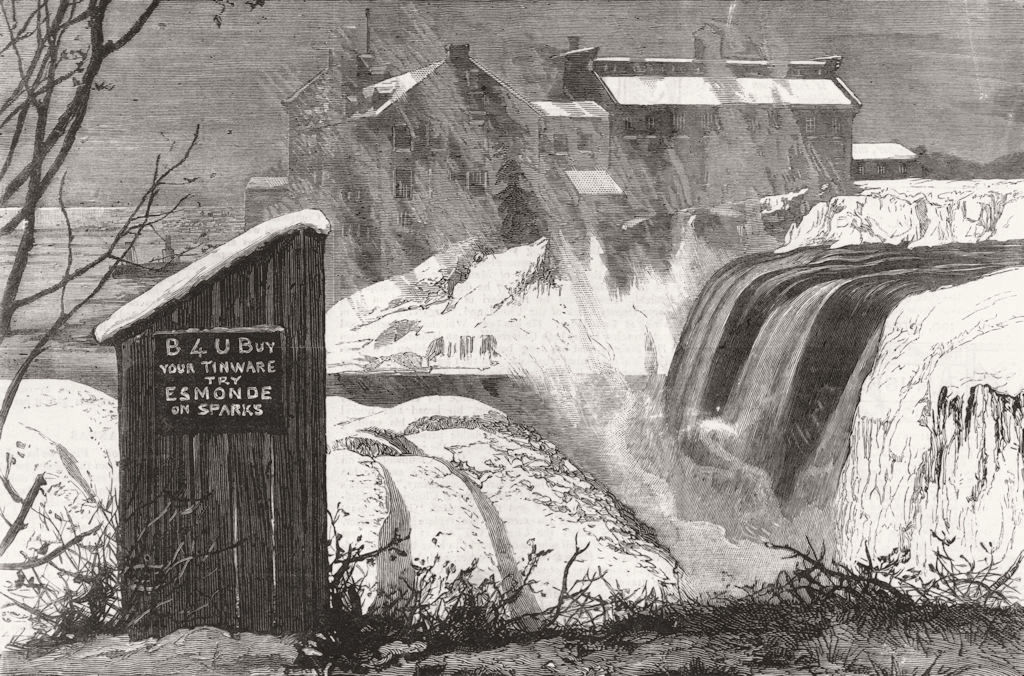 CANADA. Beauty & utility in-Rideau falls 1879 old antique print picture