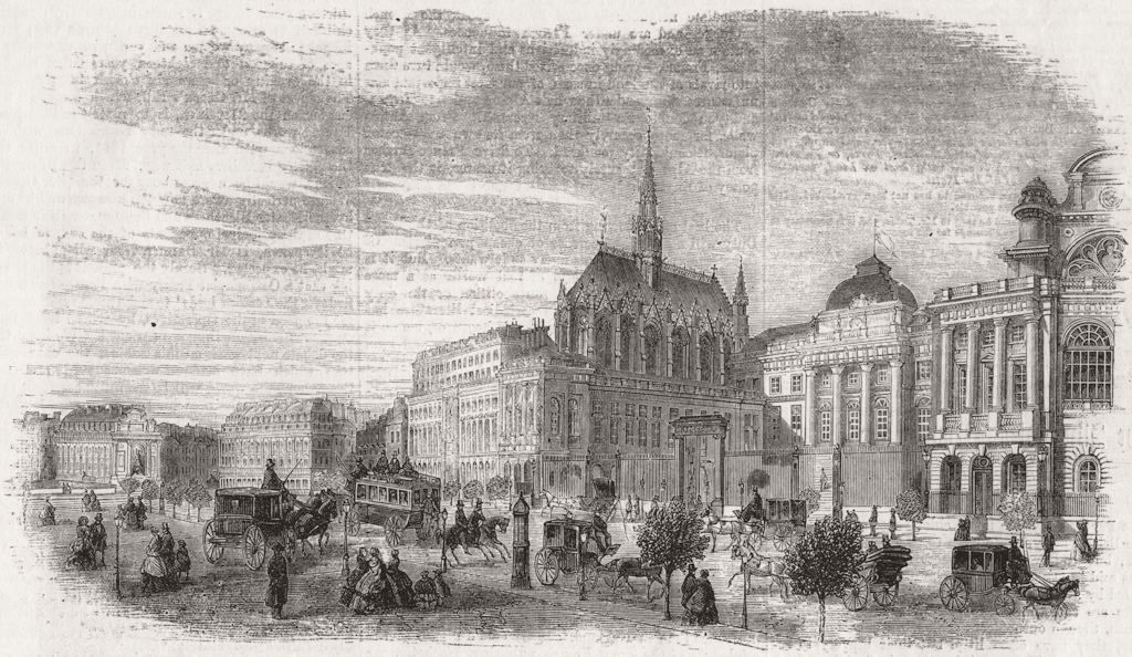 FRANCE. Palais de justice, Paris 1860 old antique vintage print picture