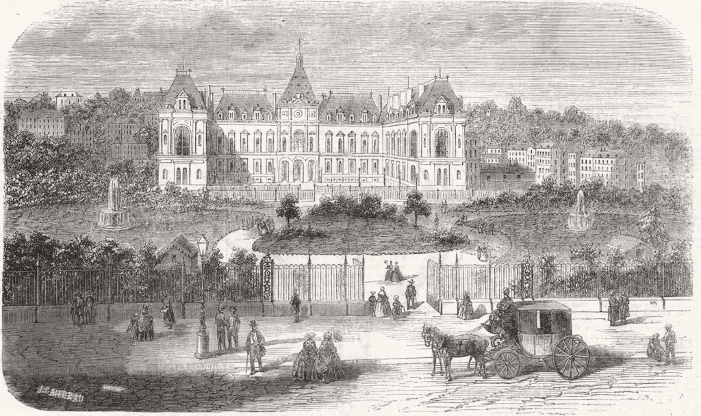 FRANCE. New hotel De Ville, Havre 1859 old antique vintage print picture
