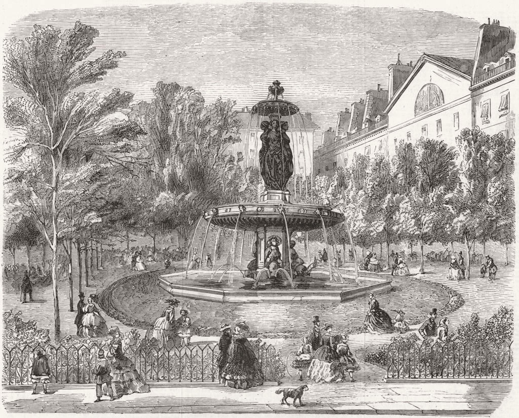 FRANCE. New square Louvois, Paris 1859 old antique vintage print picture