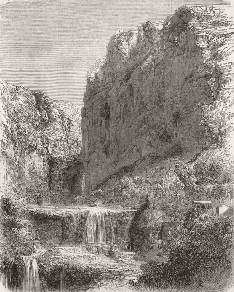 ALGERIA. Falls of Rummel, in 1859 old antique vintage print picture