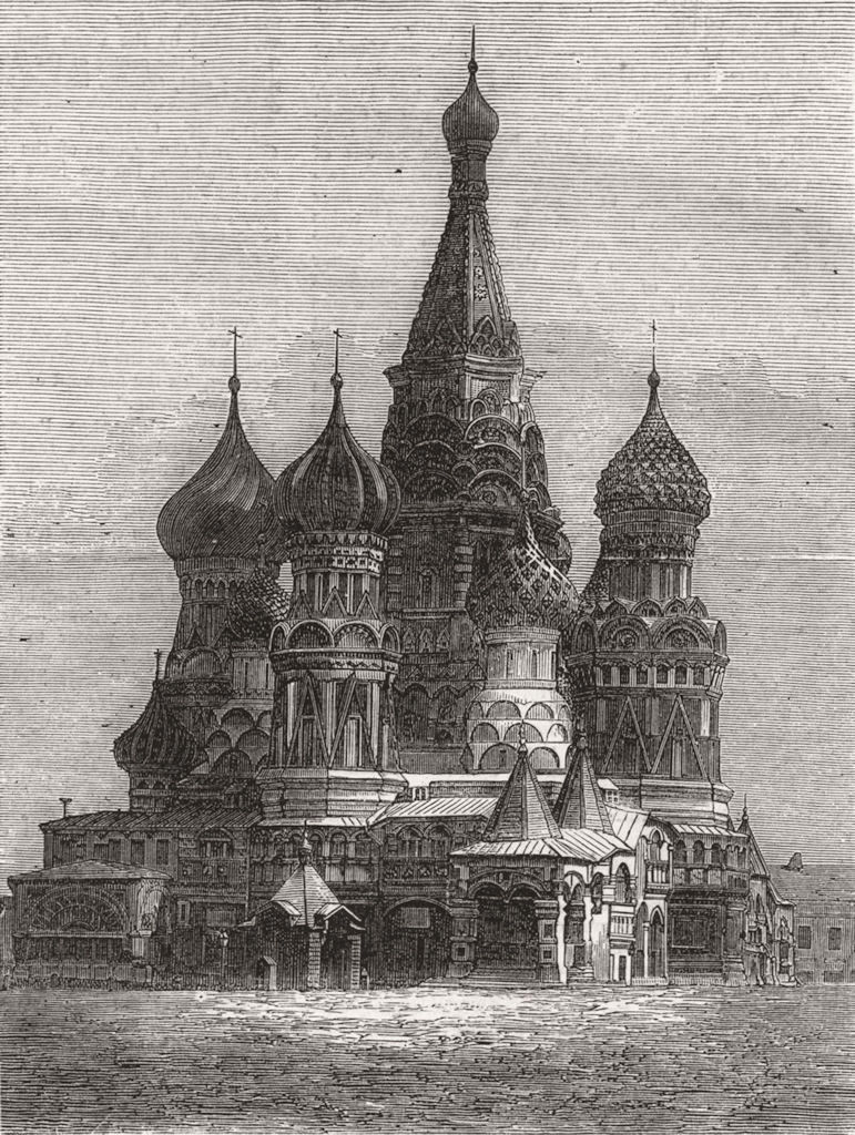 RUSSIA. Fete, Moscow. Church Wassili-Blagenny  1874 old antique print picture