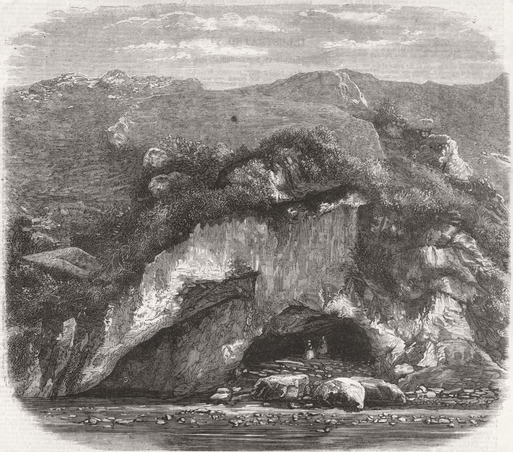FRANCE. The grotto of Bagneres 1858 old antique vintage print picture
