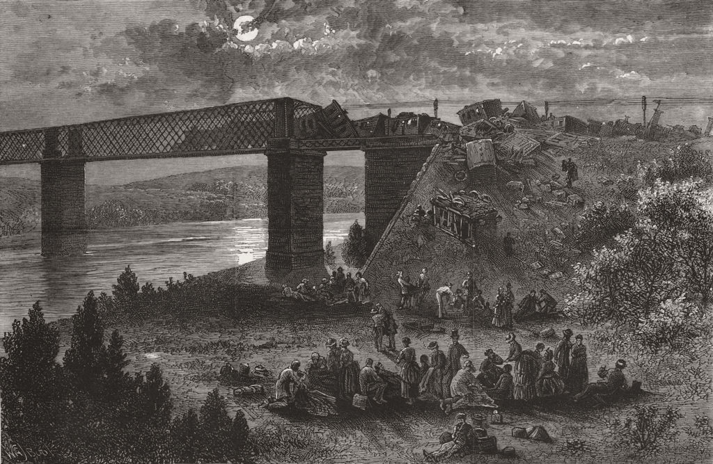 SPAIN. Bridge of Viana, Douro-railway accident 1873 old antique print picture