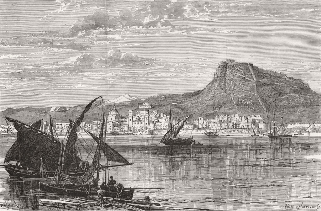 ALICANTE. Civil war in. bombarded, intransigentes 1873 old antique print