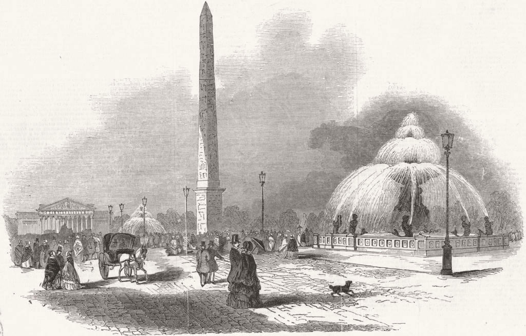 FRANCE. Place De La Concorde, Paris 1845 old antique vintage print picture