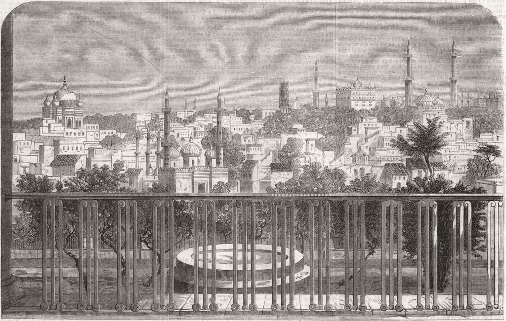 INDIA. Lucknow, Balcony of Residency 1858 old antique vintage print picture