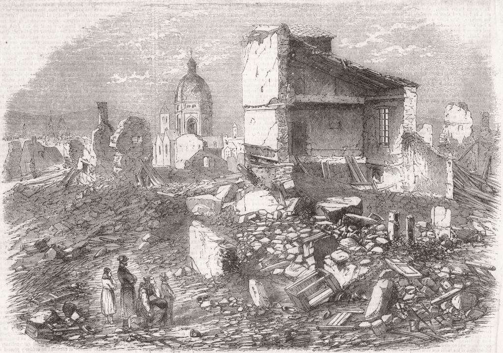 GERMANY. Explosion, Mainz 1857 old antique vintage print picture