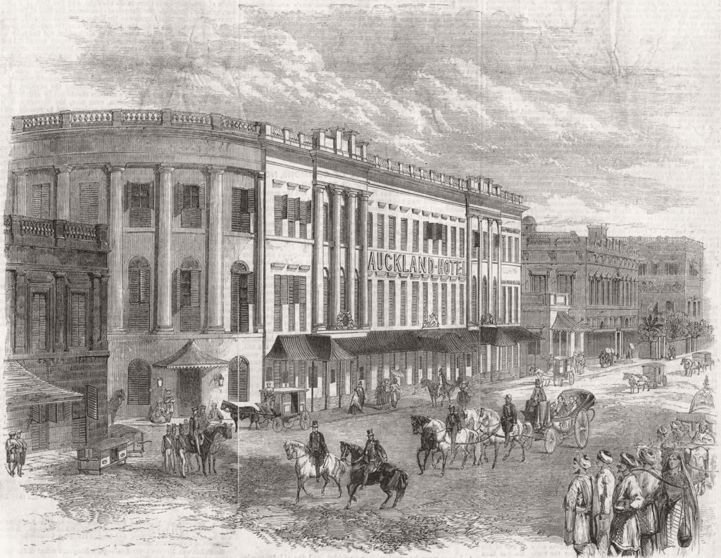 Associate Product NEW ZEALAND. Auckland Hotel, Kolkata 1858 old antique vintage print picture