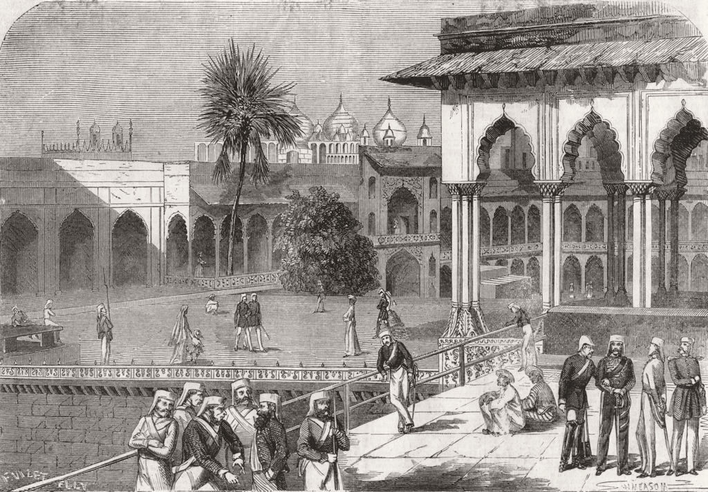 INDIA. Interior of the fort at Agra 1858 old antique vintage print picture