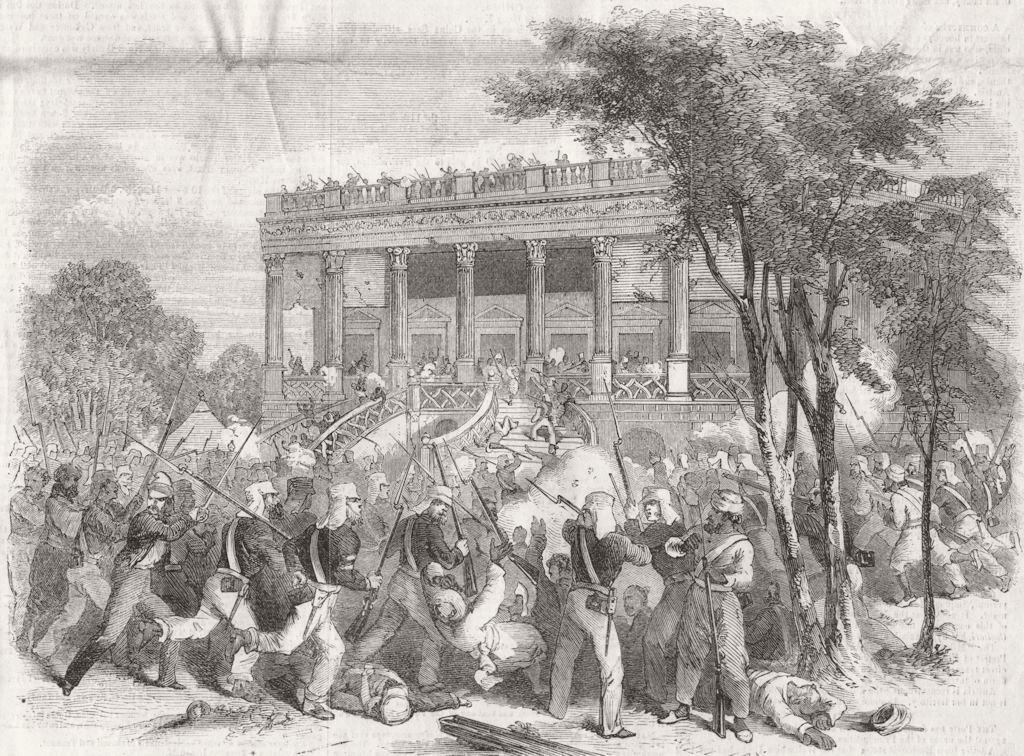 INDIA. Capture of Delhi. attack on Bank 1857 old antique vintage print picture