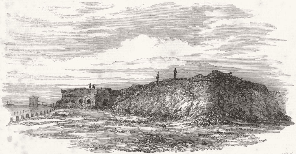 UKRAINE. SW Angle of Kinburnska, post Bombardment 1855 old antique print