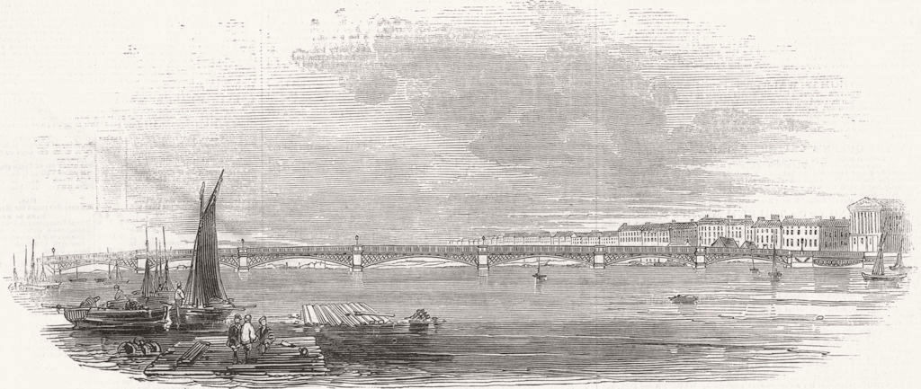 RUSSIA. New bridge at St Petersburg 1845 old antique vintage print picture