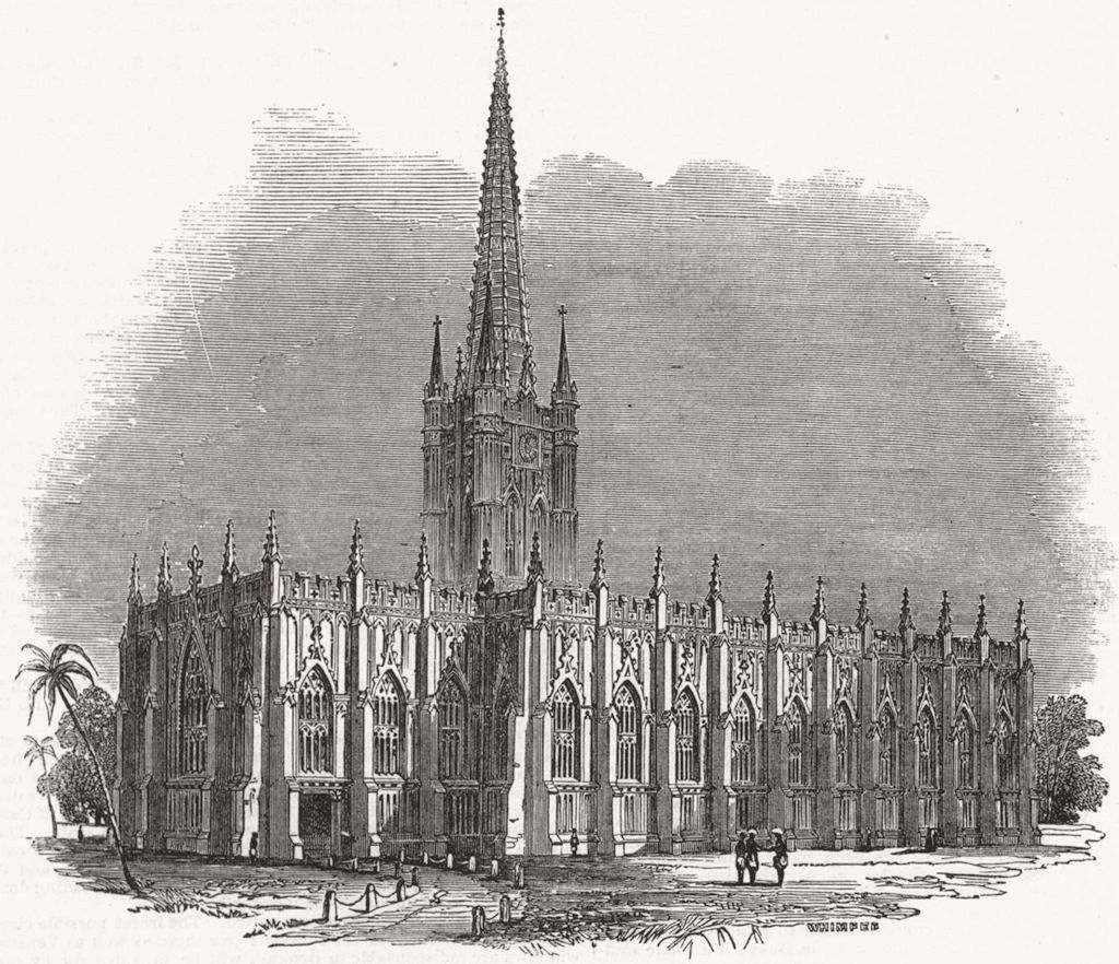 Associate Product LONDON. St Paul's Cathedral, Kolkata 1845 old antique vintage print picture