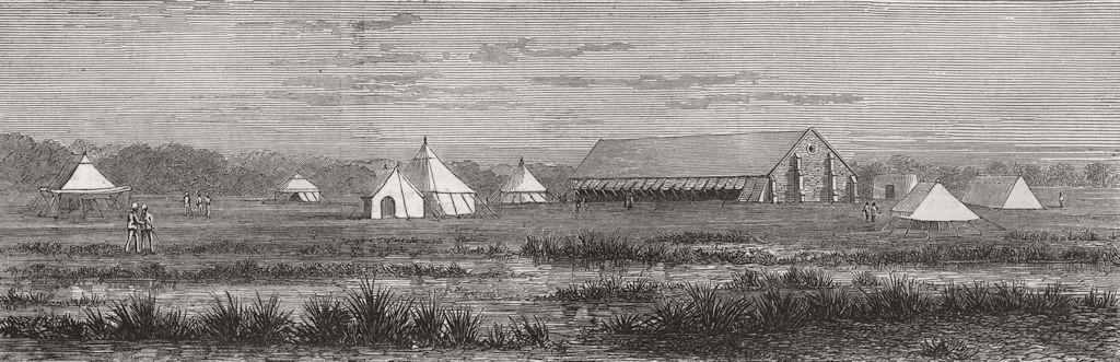 INDIA. Cholera camp, Bheekawal  1873 old antique vintage print picture