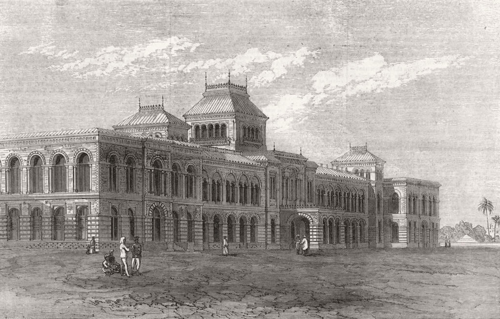 INDIA. The presidency college, Chennai 1872 old antique vintage print picture