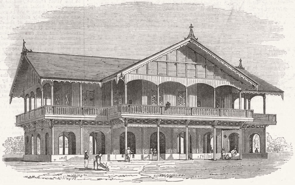 Associate Product BURMA. The Phayre museum, Rangoon 1872 old antique vintage print picture