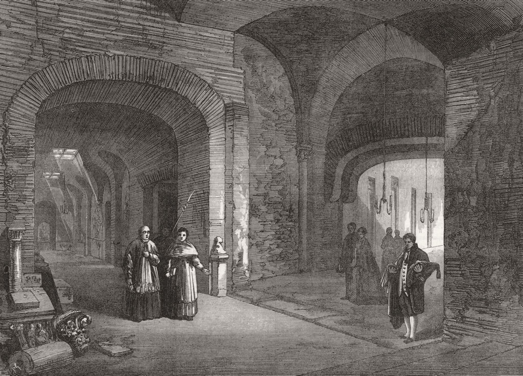 Associate Product ROME. Narthex of underground Church St Clement 1872 old antique print picture