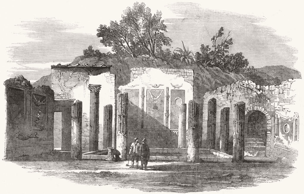 POMPEII. House, excavated Imperial Russian Princes 1853 old antique print