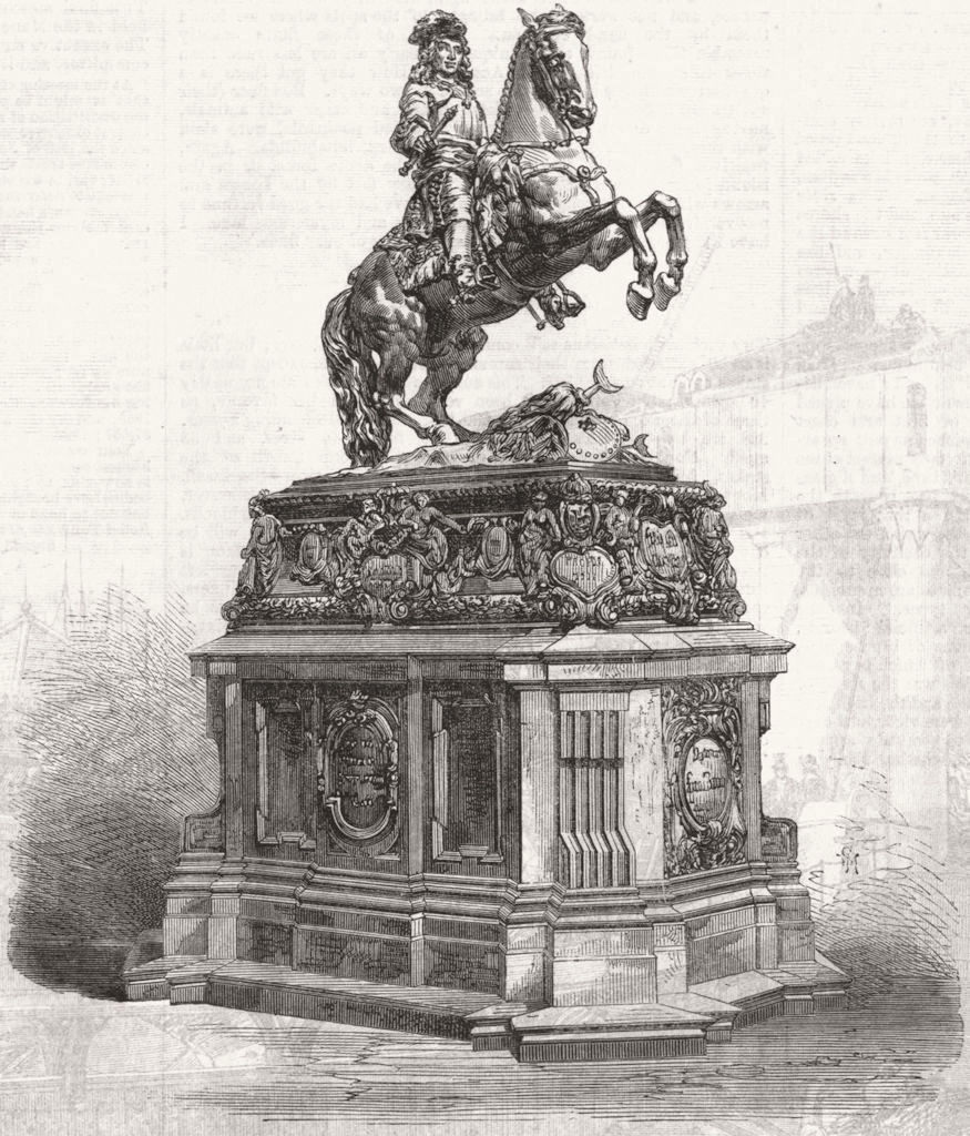 AUSTRIA. Statue of Prince Eugene, Vienna 1865 old antique print picture
