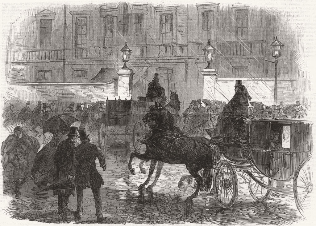 LONDON. Hearse, Cambridge House, Piccadilly 1865 old antique print picture