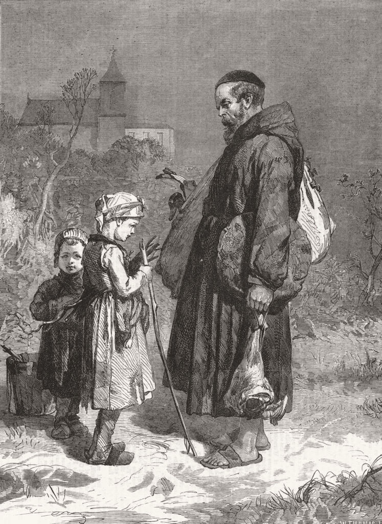 CHILDREN. Too much and too little 1863 old antique vintage print picture