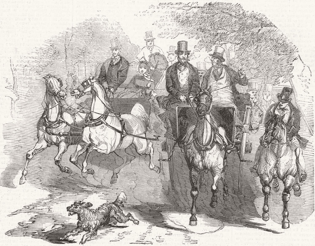 COACHES. Going to the races 1859 old antique vintage print picture