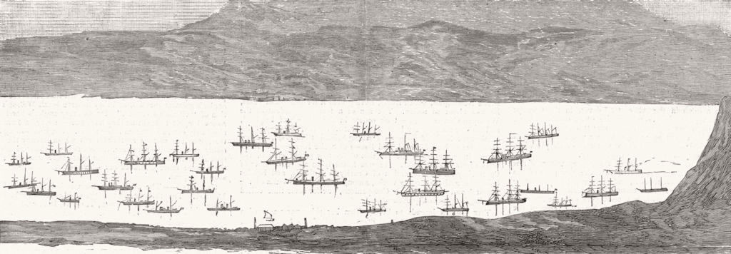 CRETE. Fleets of great powers, Suda Bay 1886 old antique vintage print picture