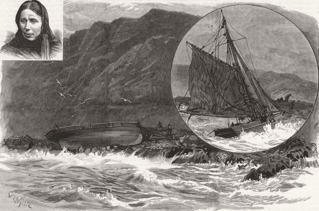SHIPS. The wreck ashore 1886 old antique vintage print picture