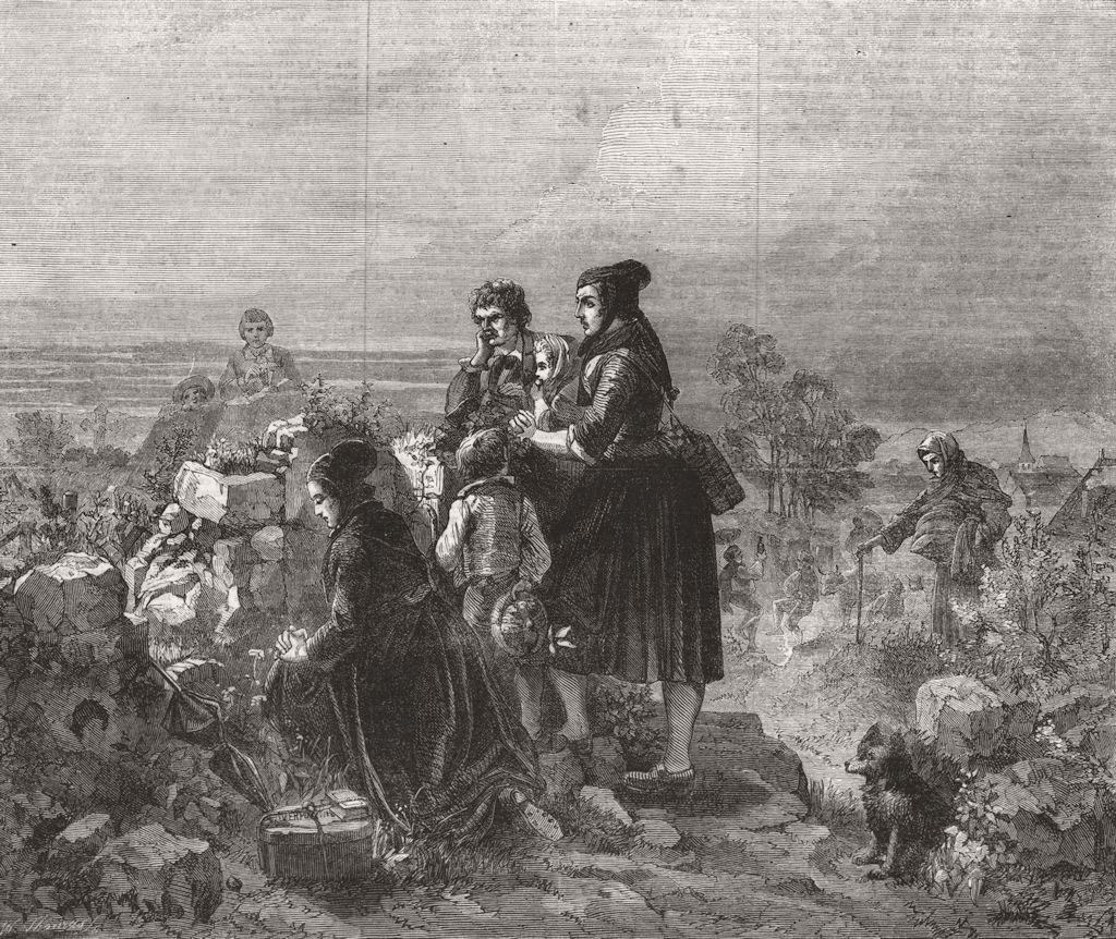 FAMILY. The emigrants farewell 1862 old antique vintage print picture