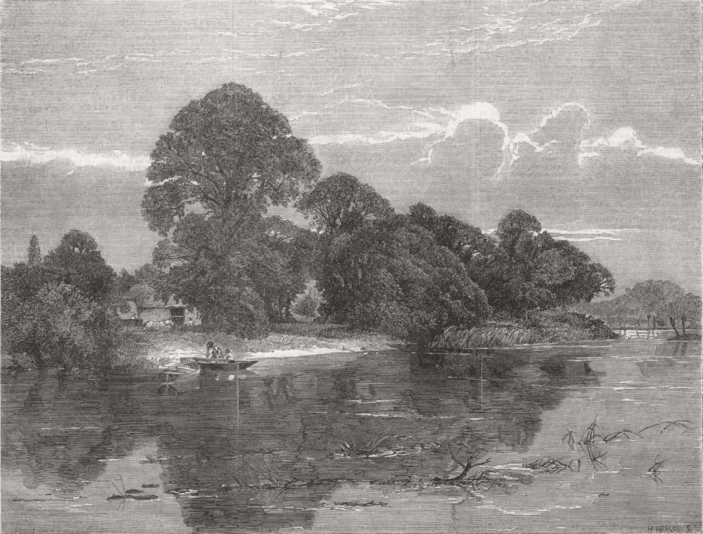 RIVERS. A quiet spot on the Thames 1859 old antique vintage print picture