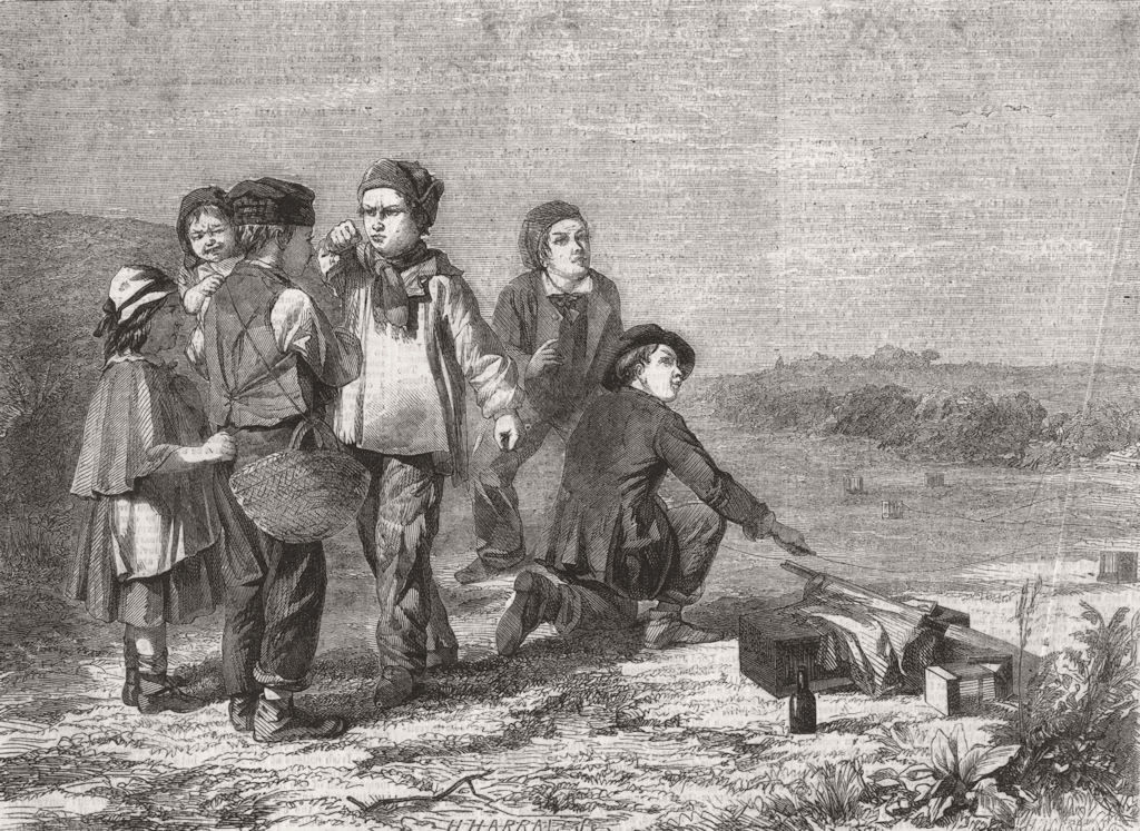 Associate Product CHILDREN. Bird-catching 1859 old antique vintage print picture