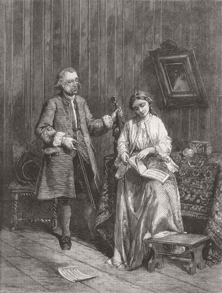 MUSIC. The music lesson 1858 old antique vintage print picture