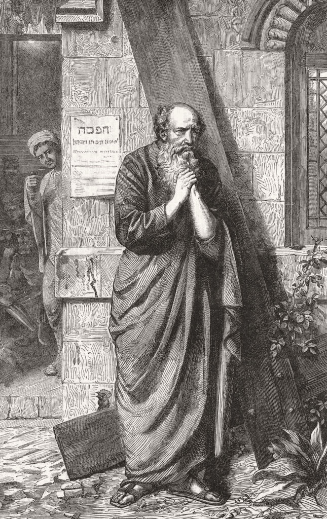 ST PETER. Praying. Portrait. Beard 1863 old antique vintage print picture