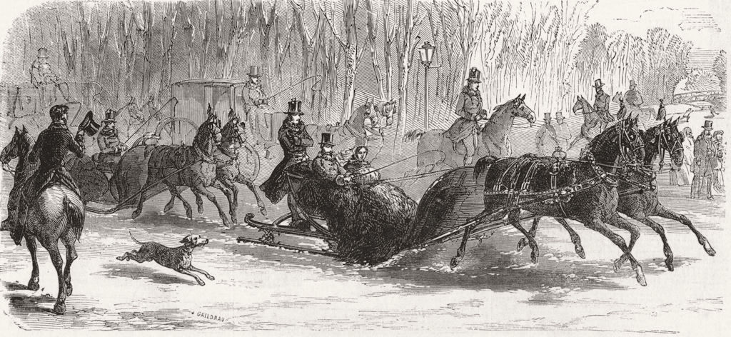 WINTER SPORTS. The imperial sledge 1859 old antique vintage print picture