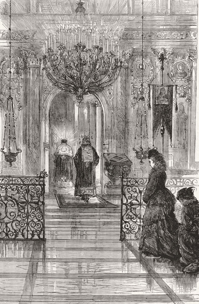 Associate Product ST PETERSBURG. Vespers, chapel Royal, new year's eve 1874 old antique print