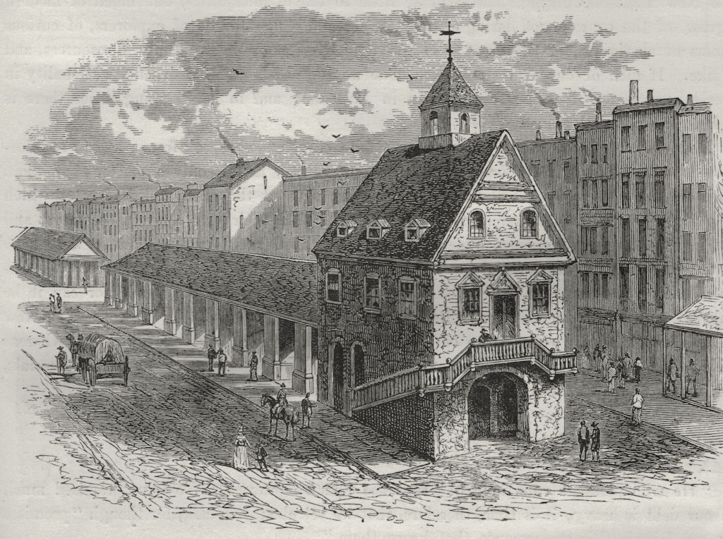 PHILADELPHIA. Old Market-house, Philadelphia 1882 antique print picture