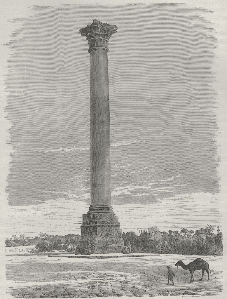 ALEXANDRIA. Pompey's Pillar 1882 old antique vintage print picture