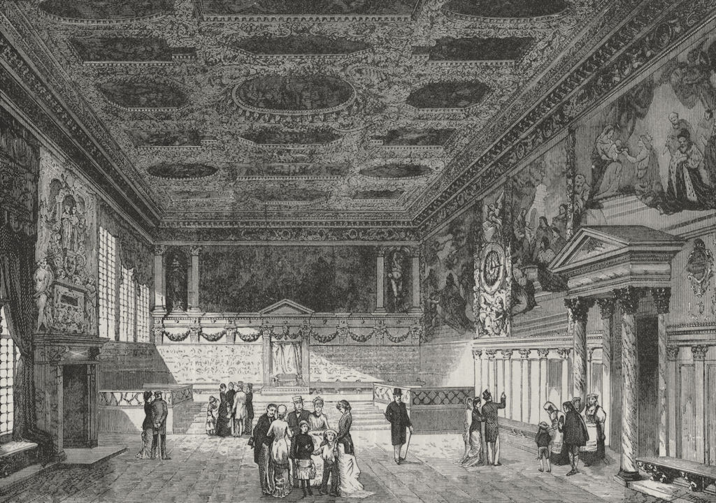 VENICE. Hall of the Grand Council, Ducal Palace 1882 old antique print picture