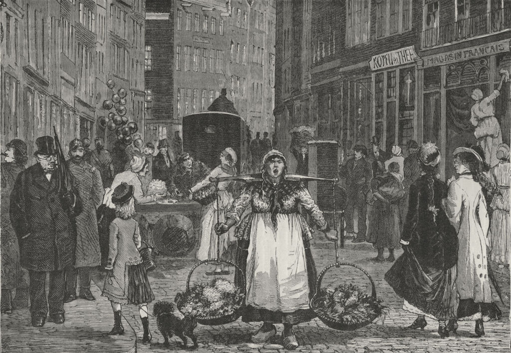 Associate Product AMSTERDAM. A Street-scene in Amsterdam (Kalver Street) 1882 old antique print