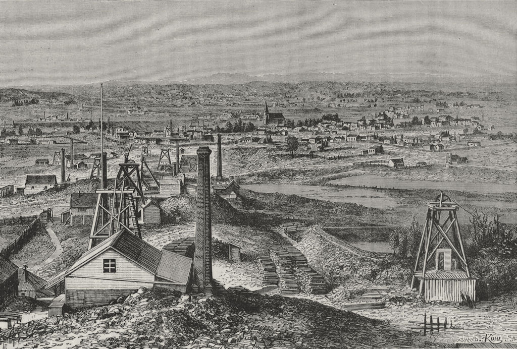 MELBOURNE. The Mines of Sandhurst 1882 old antique vintage print picture